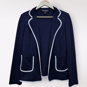 St. John Navy Blue Blazer with White Trim
